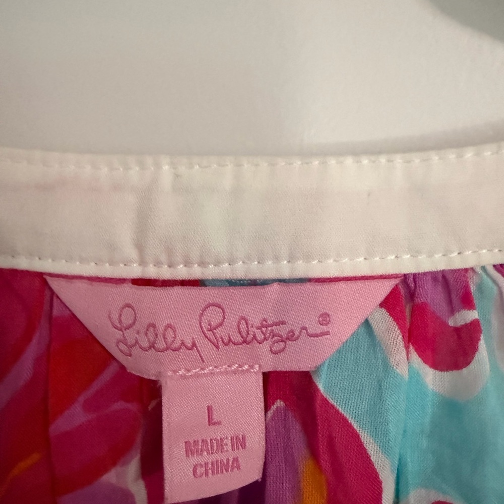 Floral Beaded Lilly Pulitzer top-L - Picture 5 of 5